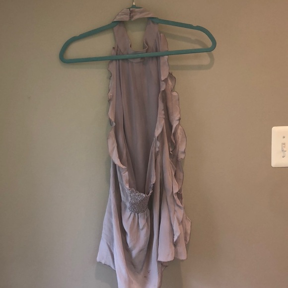 BCBGMAXAZRIA Lilac Silk Ruffle Halter Top - Picture 3 of 5